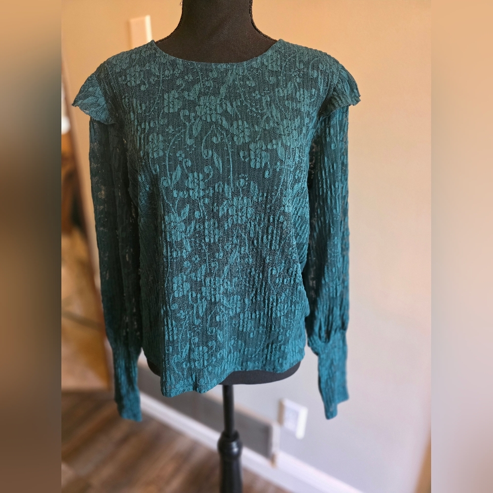 NWT Brea Canyon Elegant Lace Teal Women's Top